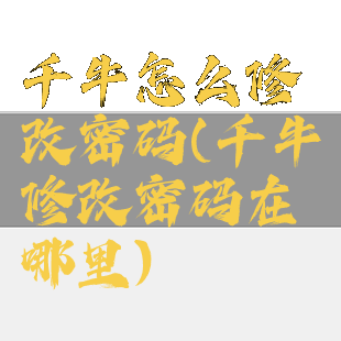 千牛怎么修改密码(千牛修改密码在哪里)