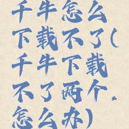 千牛怎么下载不了(千牛下载不了两个,怎么办)
