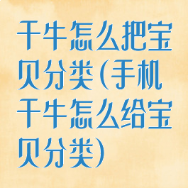 千牛怎么把宝贝分类(手机千牛怎么给宝贝分类)