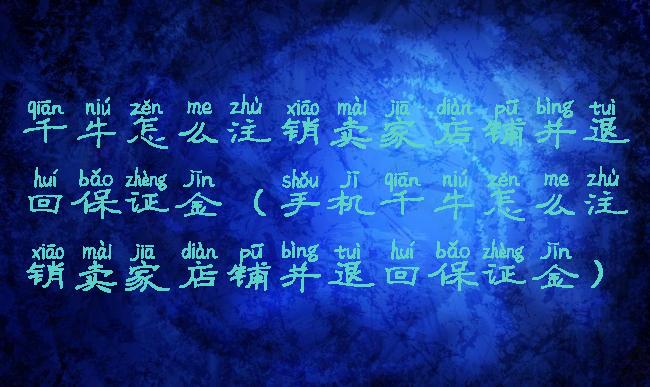 千牛怎么注销卖家店铺并退回保证金(手机千牛怎么注销卖家店铺并退回保证金)