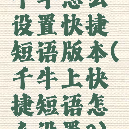 千牛怎么设置快捷短语版本(千牛上快捷短语怎么设置?)
