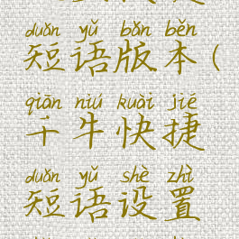 千牛怎么设置快捷短语版本(千牛快捷短语设置好了以后怎么用)