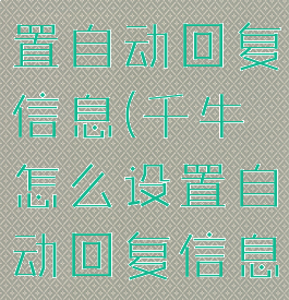 千牛怎么设置自动回复信息(千牛怎么设置自动回复信息好)