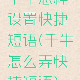千牛怎样设置快捷短语(千牛怎么弄快捷短语)