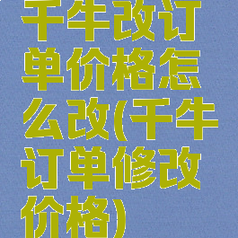 千牛改订单价格怎么改(千牛订单修改价格)