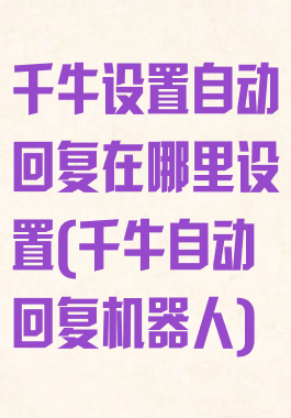 千牛设置自动回复在哪里设置(千牛自动回复机器人)