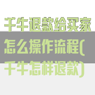 千牛退款给买家怎么操作流程(千牛怎样退款)