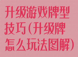 升级游戏牌型技巧(升级牌怎么玩法图解)