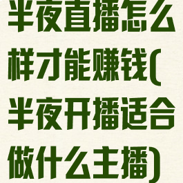 半夜直播怎么样才能赚钱(半夜开播适合做什么主播)