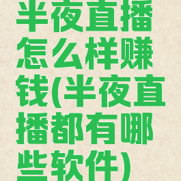 半夜直播怎么样赚钱(半夜直播都有哪些软件)