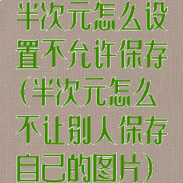 半次元怎么设置不允许保存(半次元怎么不让别人保存自己的图片)
