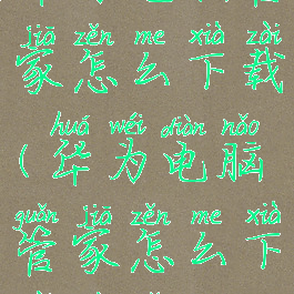 华为电脑管家怎么下载(华为电脑管家怎么下载不了)