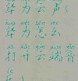 华为云声(华为怎么打开云端音乐)