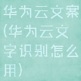 华为云文案(华为云文字识别怎么用)