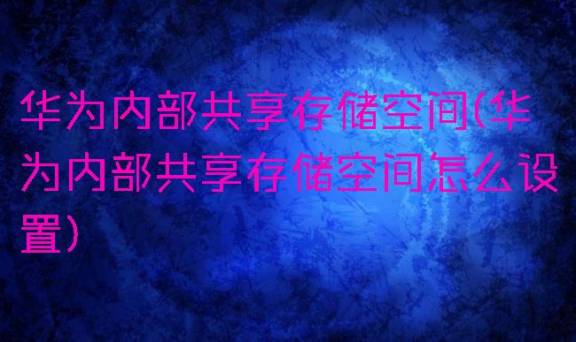 华为内部共享存储空间(华为内部共享存储空间怎么设置)