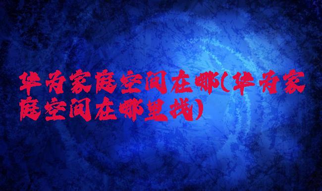 华为家庭空间在哪(华为家庭空间在哪里找)