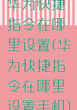 华为快捷指令在哪里设置(华为快捷指令在哪里设置手机)