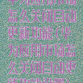 华为应用市场怎么关闭自动更新功能(华为应用市场怎么关闭自动更新功能设置)