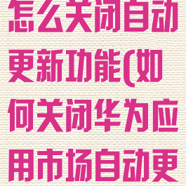 华为应用市场怎么关闭自动更新功能(如何关闭华为应用市场自动更新)