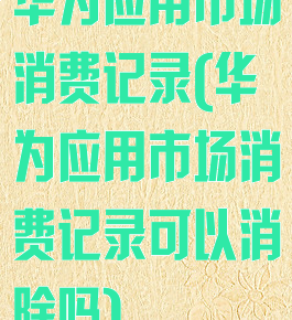 华为应用市场消费记录(华为应用市场消费记录可以消除吗)