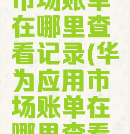 华为应用市场账单在哪里查看记录(华为应用市场账单在哪里查看记录呢)