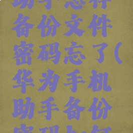 华为手机助手怎样备份文件密码忘了(华为手机助手备份密码如何找回)