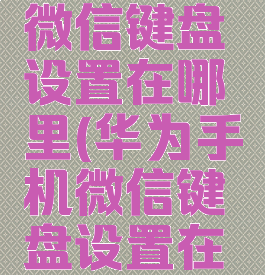 华为手机微信键盘设置在哪里(华为手机微信键盘设置在哪里打开)