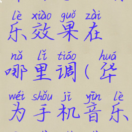 华为手机音乐效果在哪里调(华为手机音乐音质设置)