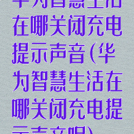华为智慧生活在哪关闭充电提示声音(华为智慧生活在哪关闭充电提示声音呢)
