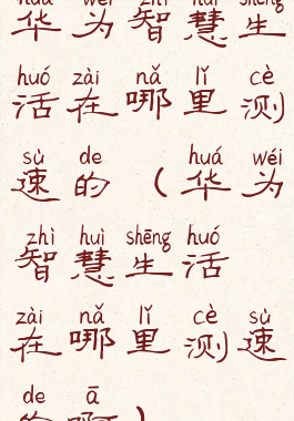 华为智慧生活在哪里测速的(华为智慧生活在哪里测速的啊)