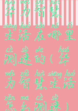 华为智慧生活在哪里测速的(华为智慧生活怎么测速)