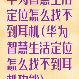 华为智慧生活定位怎么找不到耳机(华为智慧生活定位怎么找不到耳机功能)