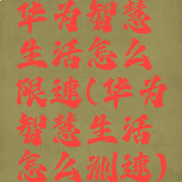 华为智慧生活怎么限速(华为智慧生活怎么测速)