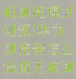 华为浏览器怎么设置无痕浏览模式视频(华为浏览器怎么设置无痕浏览模式视频播放)