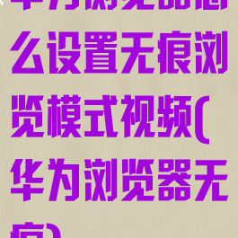 华为浏览器怎么设置无痕浏览模式视频(华为浏览器无痕)