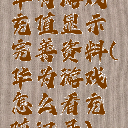 华为游戏充值显示完善资料(华为游戏怎么看充值记录)