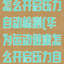 华为运动健康怎么开启压力自动检测(华为运动健康怎么开启压力自动检测开关)