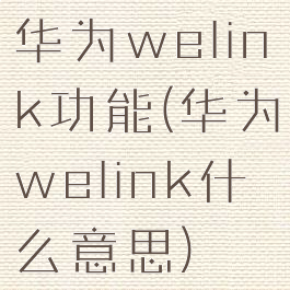 华为welink功能(华为welink什么意思)