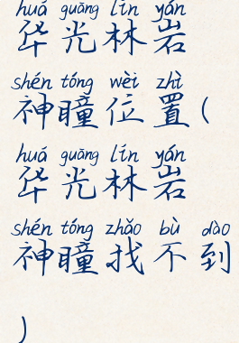 华光林岩神瞳位置(华光林岩神瞳找不到)