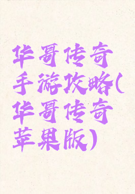 华哥传奇手游攻略(华哥传奇苹果版)