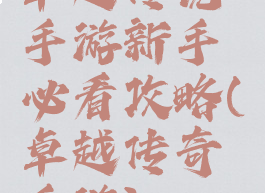 卓越传说手游新手必看攻略(卓越传奇手游)