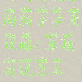 卓越传说手游新手必看攻略(卓越传说怎么玩)