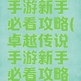 卓越传说手游新手必看攻略(卓越传说手游新手必看攻略图)