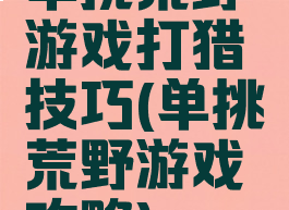 单挑荒野游戏打猎技巧(单挑荒野游戏攻略)