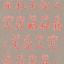 单机火炬之光攻略秘籍(火炬之光游戏攻略)