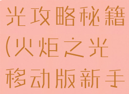 单机火炬之光攻略秘籍(火炬之光移动版新手攻略)