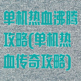 单机热血沸腾攻略(单机热血传奇攻略)