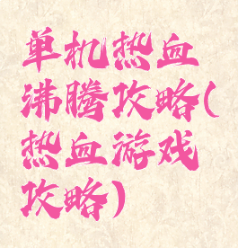 单机热血沸腾攻略(热血游戏攻略)