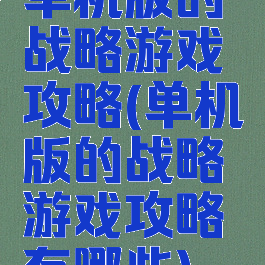 单机版的战略游戏攻略(单机版的战略游戏攻略有哪些)