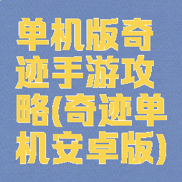 单机版奇迹手游攻略(奇迹单机安卓版)